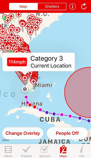 Red Cross App screenshot from Hurricane Irma.  